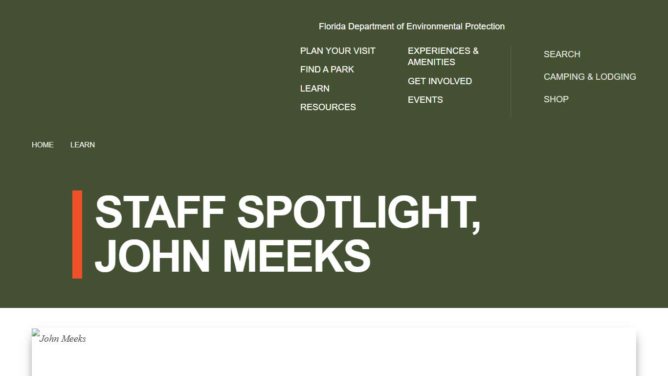 Staff Spotlight, John Meeks Florida State Parks